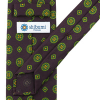 Floral Printed Silk Tie - Eggplant - Hand-Rolled