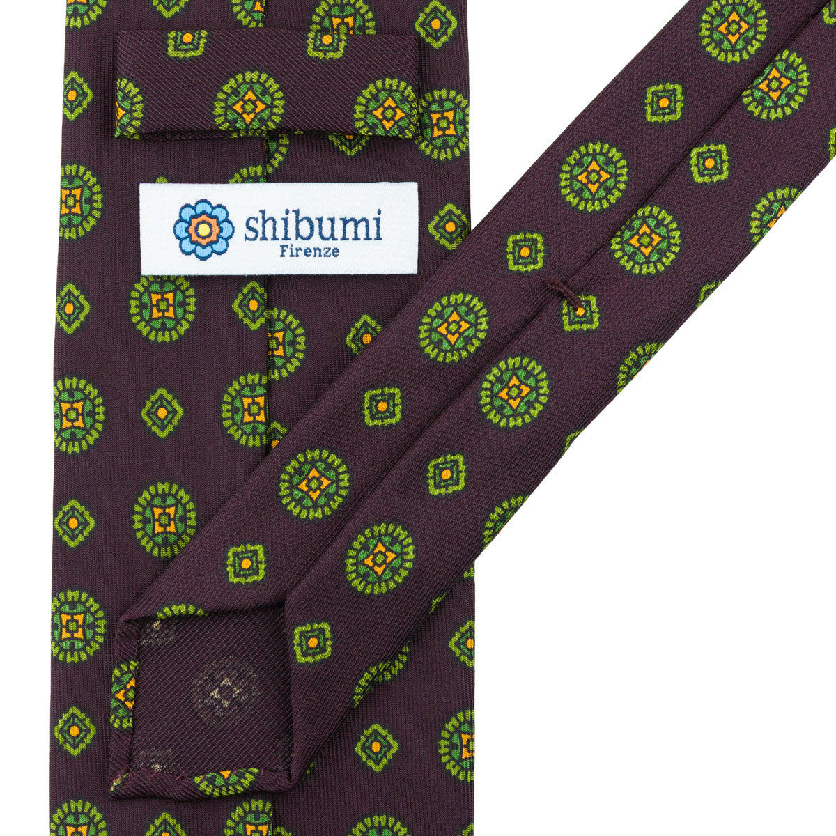 Floral Printed Silk Tie - Eggplant - Hand-Rolled
