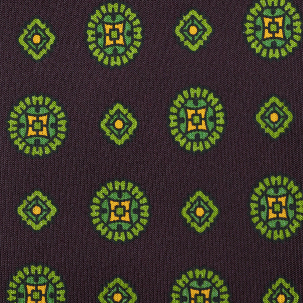 Floral Printed Silk Tie - Eggplant - Hand-Rolled