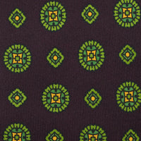 Floral Printed Silk Tie - Eggplant - Hand-Rolled