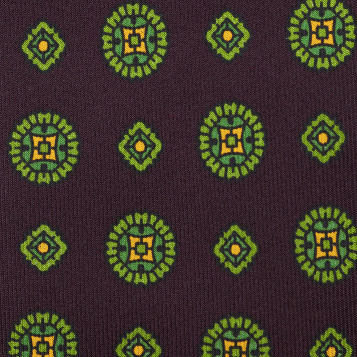 Floral Printed Silk Tie - Eggplant - Hand-Rolled