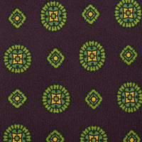 Floral Printed Silk Tie - Eggplant - Hand-Rolled