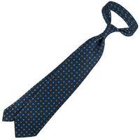 50oz Floral Printed Silk Tie - Light Navy - Hand-Rolled
