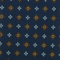 50oz Floral Printed Silk Tie - Light Navy - Hand-Rolled