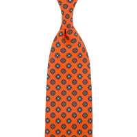 Floral Printed Silk Tie - Orange - Hand-Rolled
