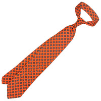 Floral Printed Silk Tie - Orange - Hand-Rolled