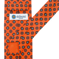 Floral Printed Silk Tie - Orange - Hand-Rolled