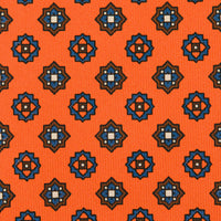 Floral Printed Silk Tie - Orange - Hand-Rolled