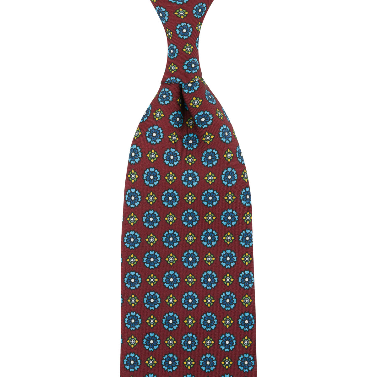 Floral Printed Silk Tie - Cherry - Hand-Rolled