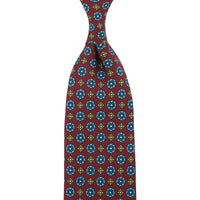 Floral Printed Silk Tie - Cherry - Hand-Rolled