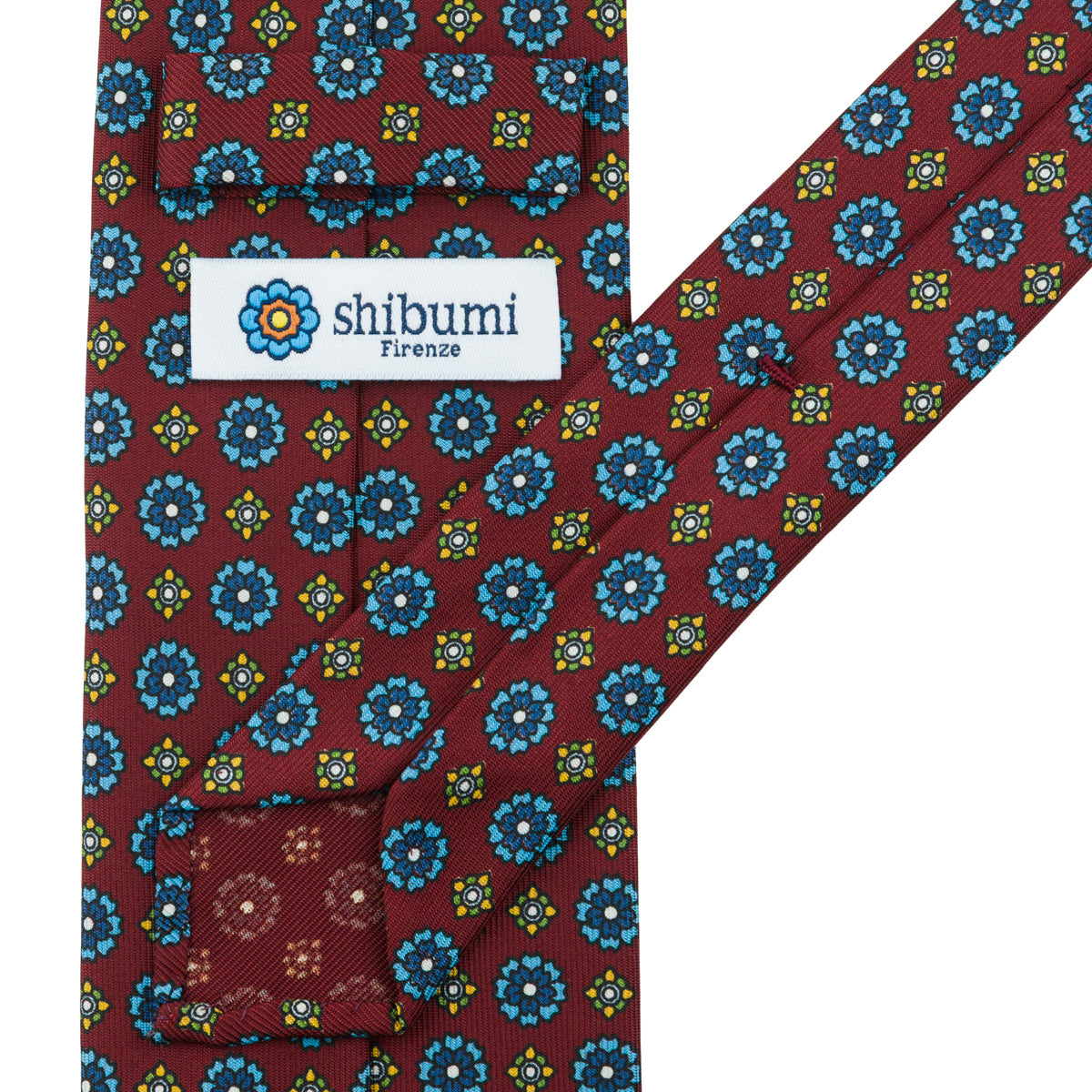 Floral Printed Silk Tie - Cherry - Hand-Rolled