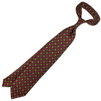 Floral Printed Silk Tie - Burgundy - Hand-Rolled
