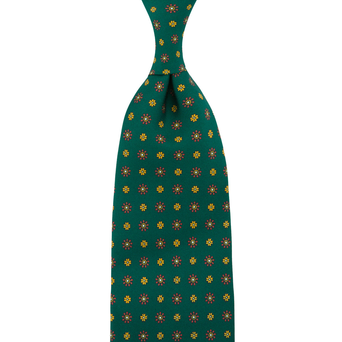 Floral Printed Silk Tie - Forest - Hand-Rolled