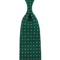 Floral Printed Silk Tie - Forest - Hand-Rolled