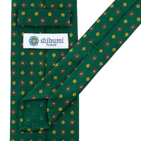 Floral Printed Silk Tie - Forest - Hand-Rolled