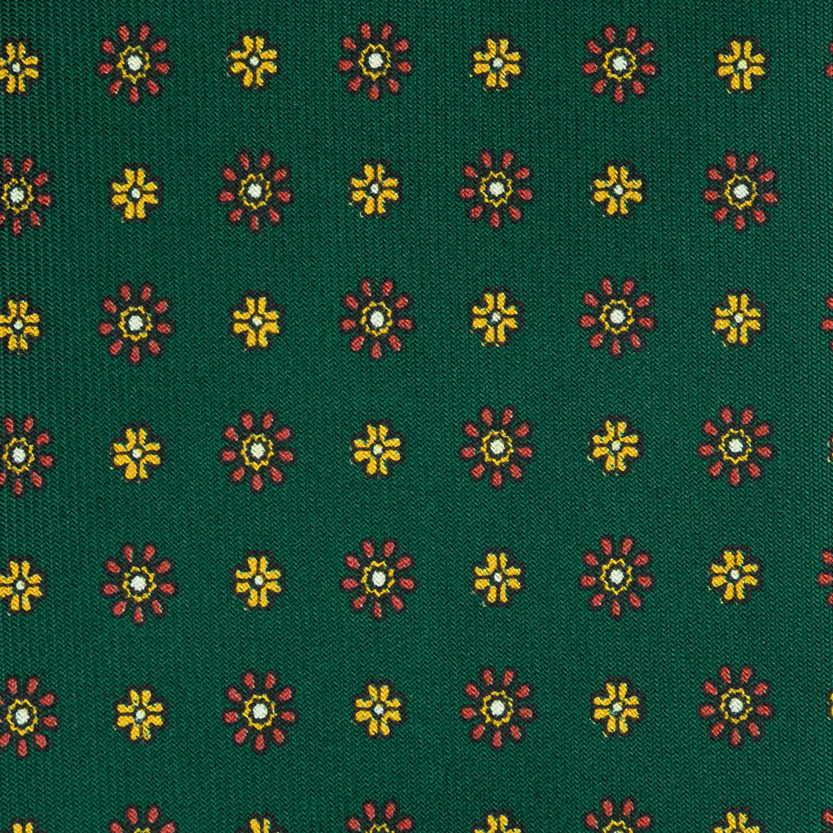 Floral Printed Silk Tie - Forest - Hand-Rolled