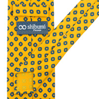 Shibumi-Flower Printed Silk Tie - Corn - Hand-Rolled