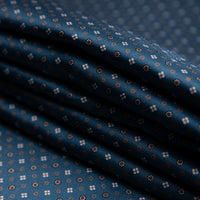Floral Printed Silk Bespoke Tie - Steel Blue