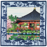 Ukiyo-e Silk Pocket Square - Denpoin - 40x40cm