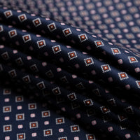 Floral Printed Silk Bespoke Tie - Navy