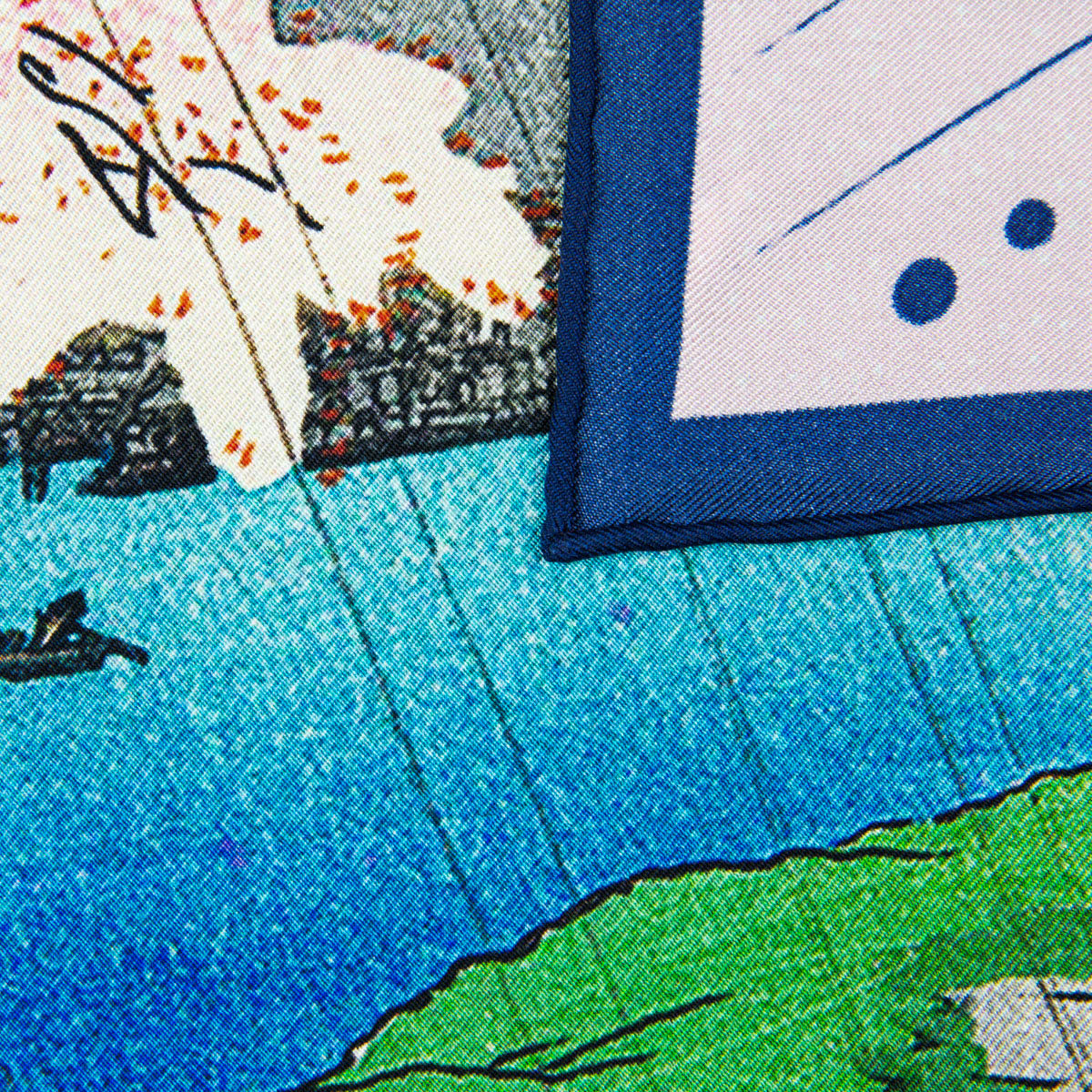 Ukiyo-e Silk Pocket Square - Sakura - 40x40cm