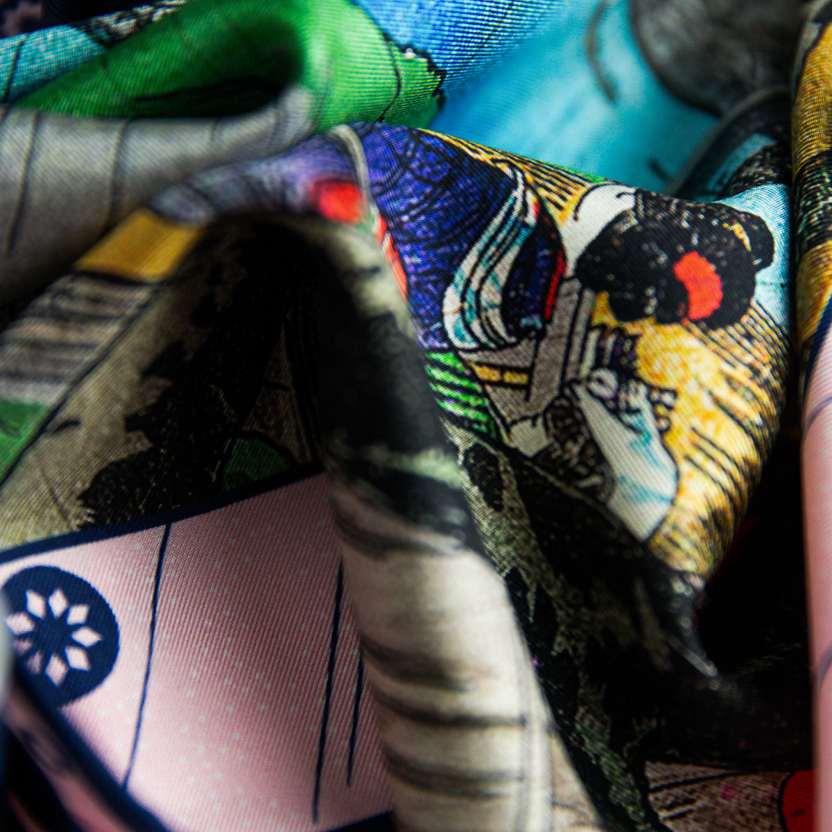 Ukiyo-e Silk Pocket Square - Sakura - 40x40cm