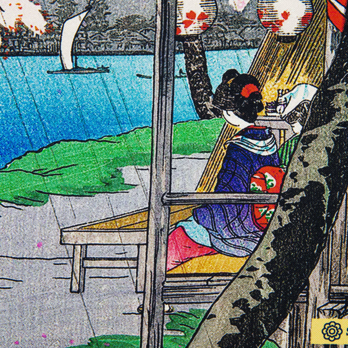 Ukiyo-e Silk Pocket Square - Sakura - 40x40cm