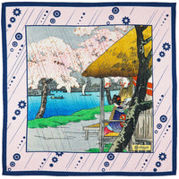 Ukiyo-e Silk Pocket Square - Sakura - 40x40cm