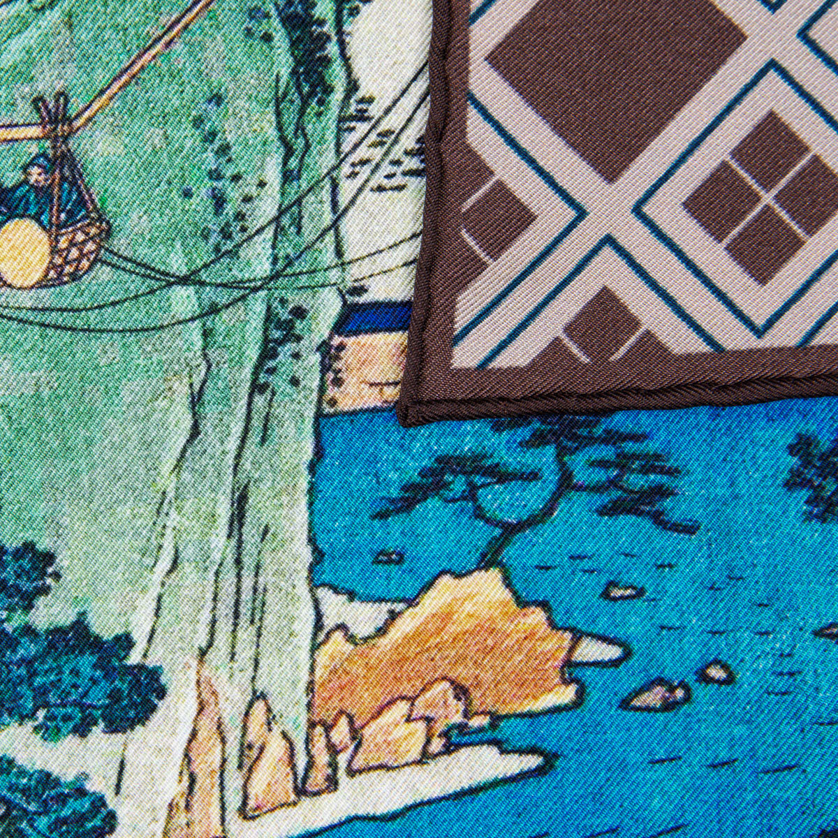 Ukiyo-e Silk Pocket Square - Keiryu - 40x40cm