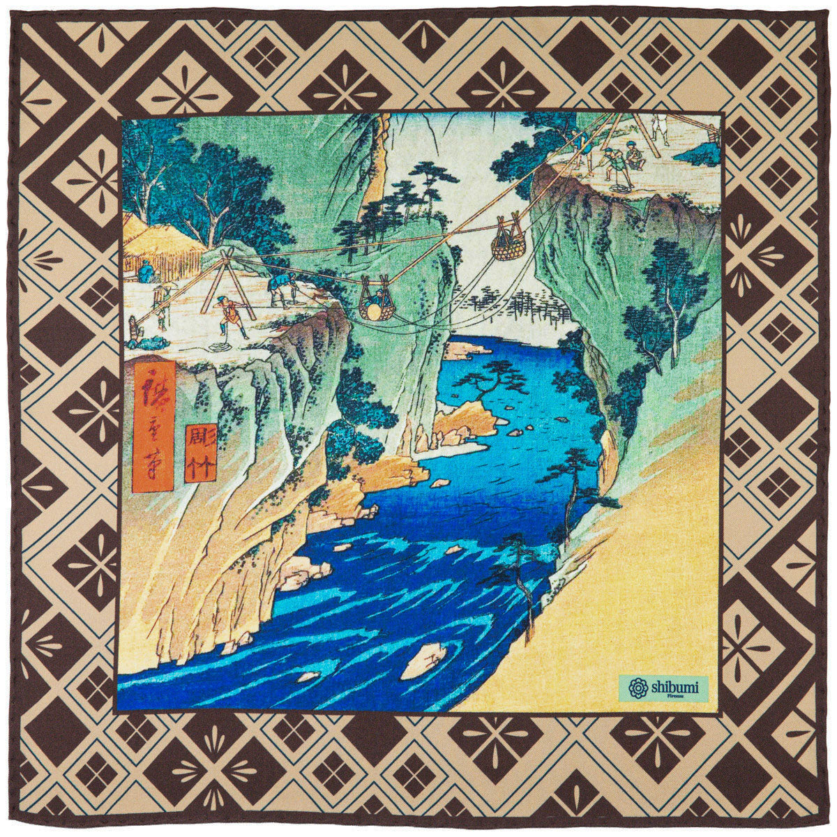Ukiyo-e Silk Pocket Square - Keiryu - 40x40cm