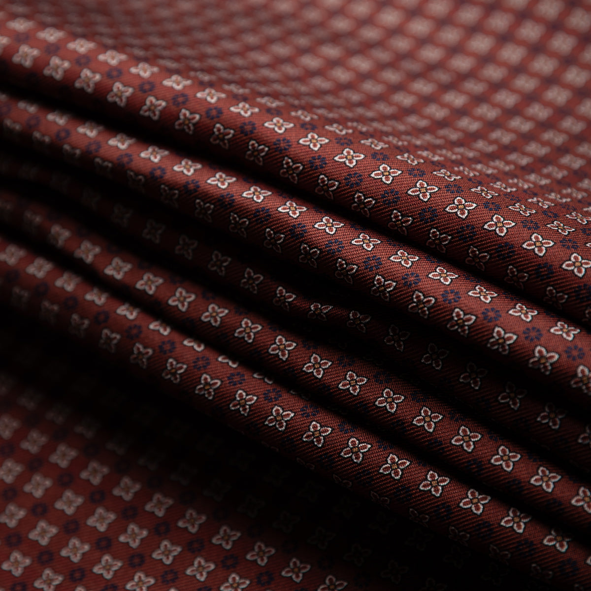 Floral Printed Silk Bespoke Tie - Burgundy