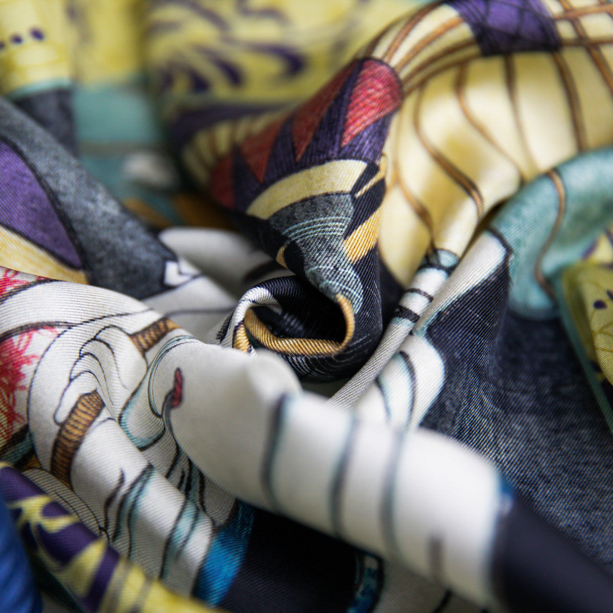 Ukiyo-e Silk Pocket Square - Amagasa - 40x40cm