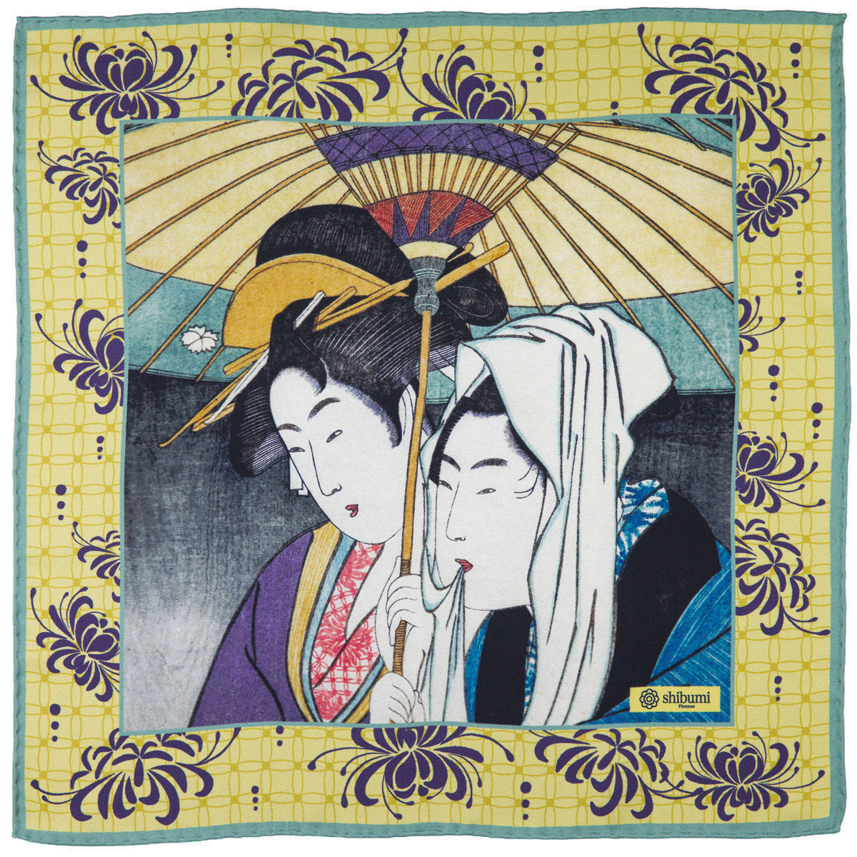 Ukiyo-e Silk Pocket Square - Amagasa - 40x40cm
