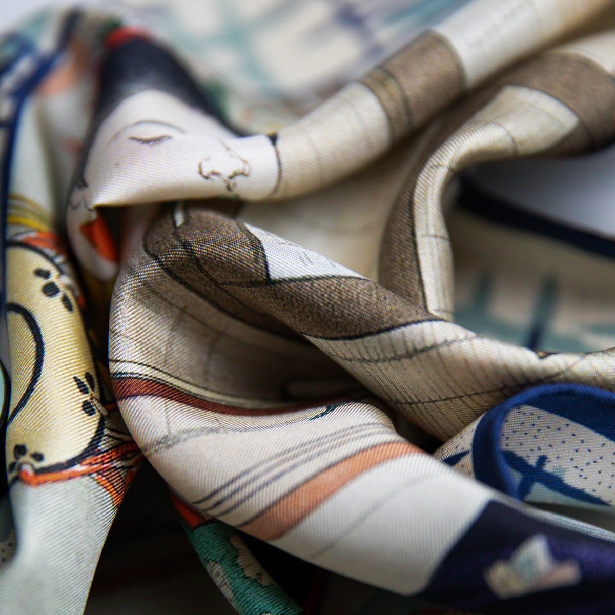 Ukiyo-e Silk Pocket Square - Gion No Yado - 40x40cm