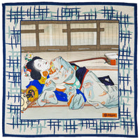 Ukiyo-e Silk Pocket Square - Gion No Yado - 40x40cm