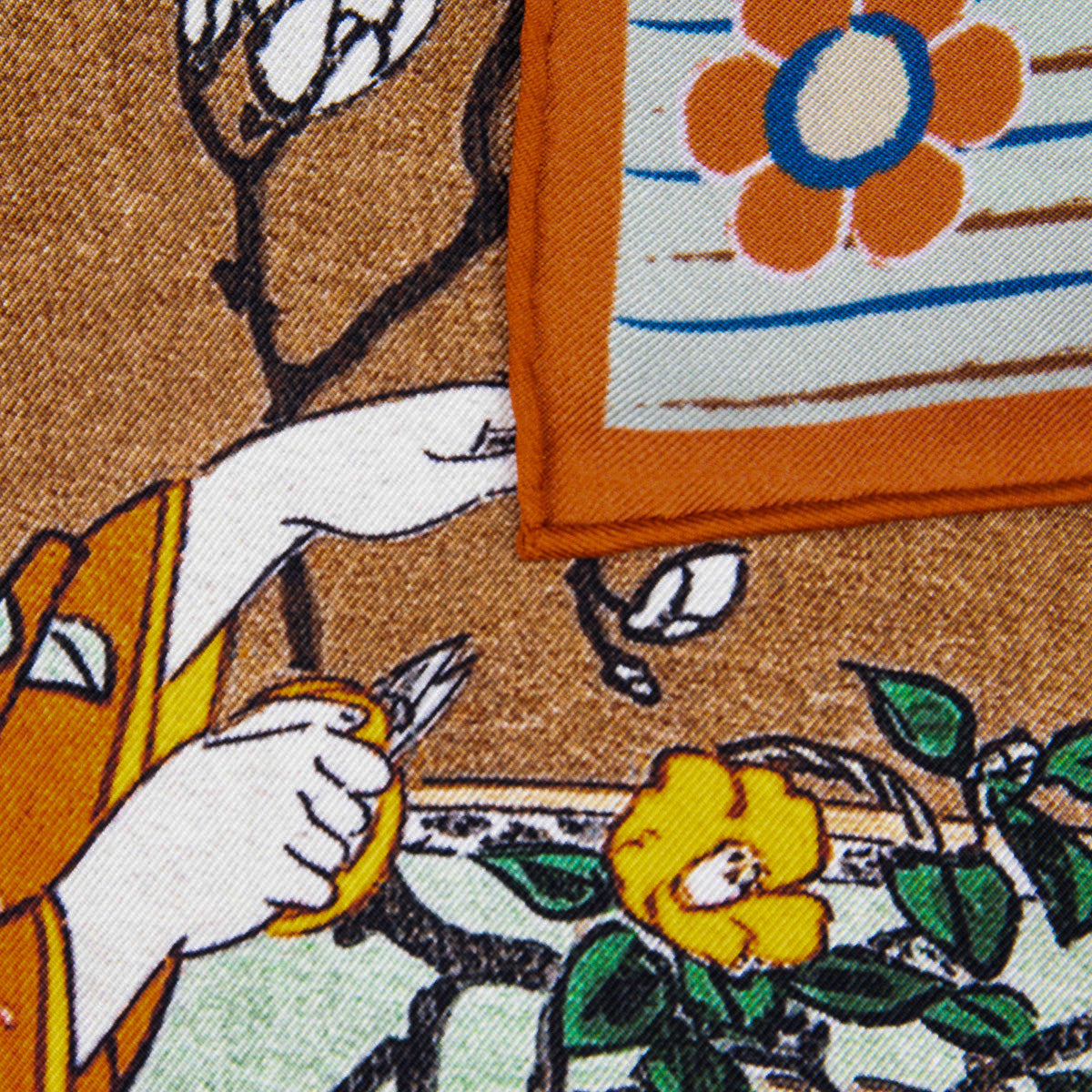 Ukiyo-e Silk Pocket Square - Ikebana II - 40x40cm