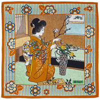 Ukiyo-e Silk Pocket Square - Ikebana II - 40x40cm