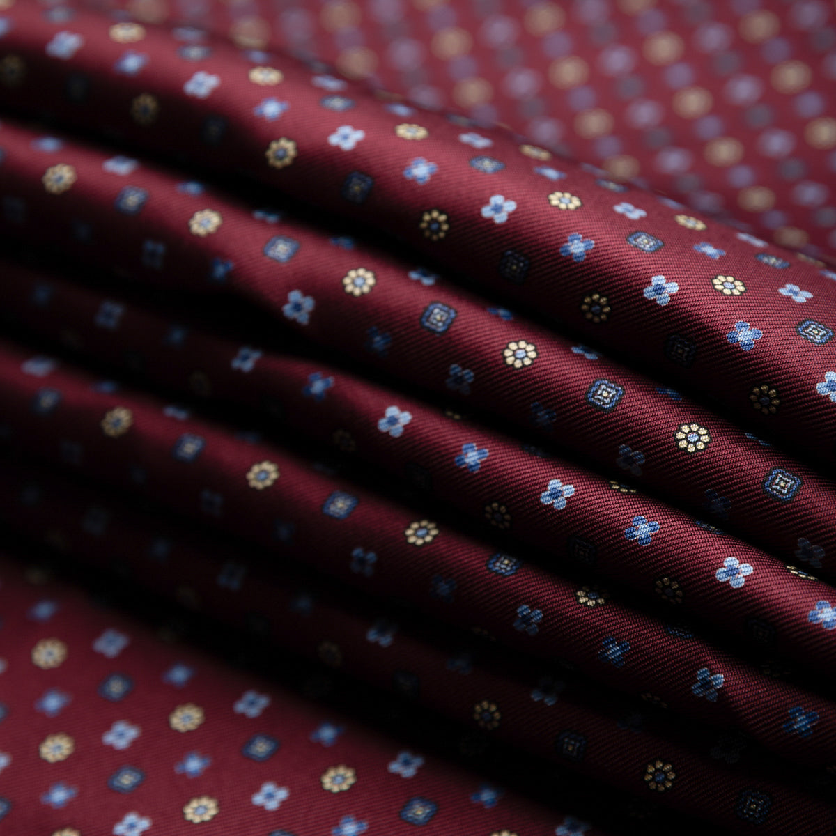 Floral Printed Silk Bespoke Tie -  Burgundy