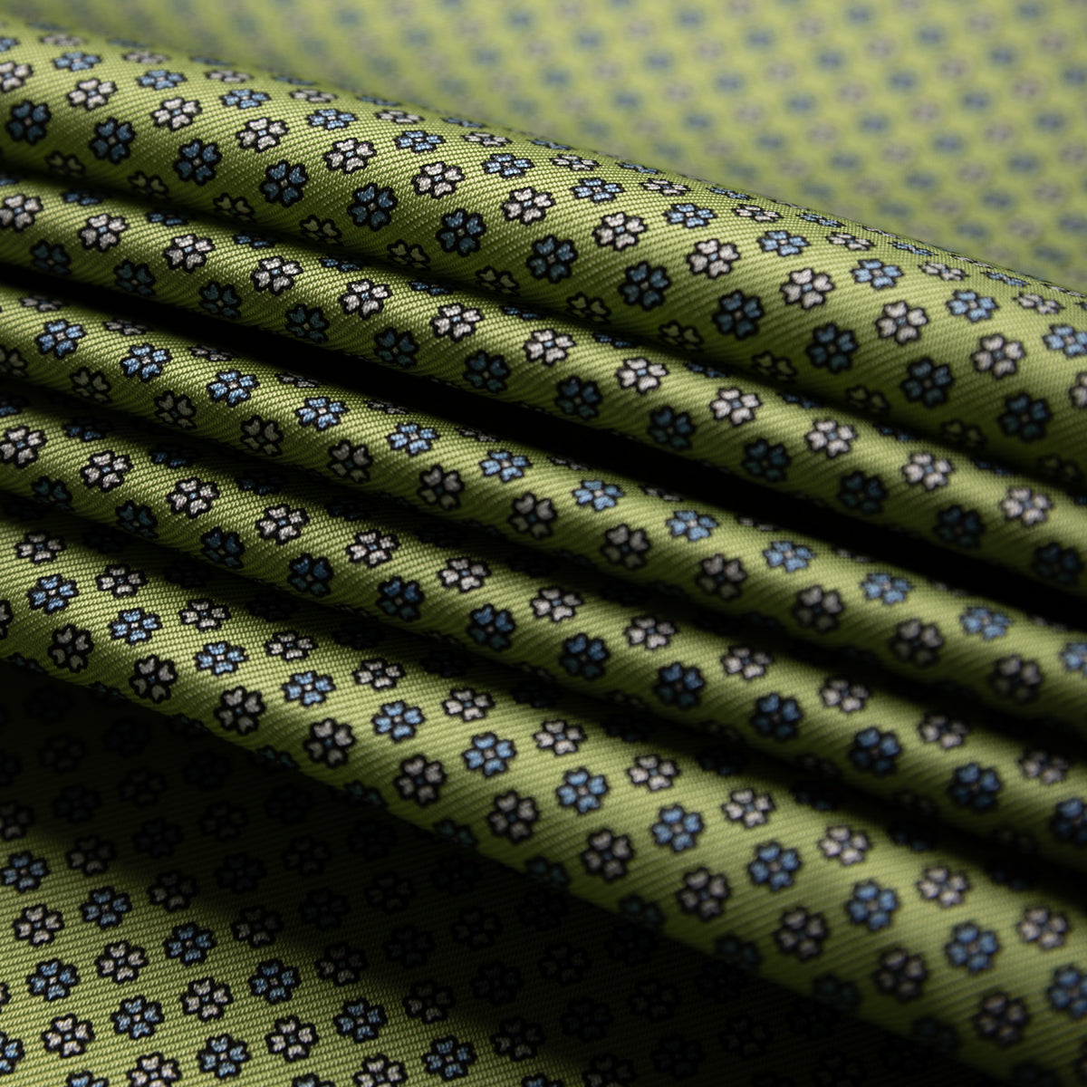 Floral Printed Silk Bespoke Tie -  Green