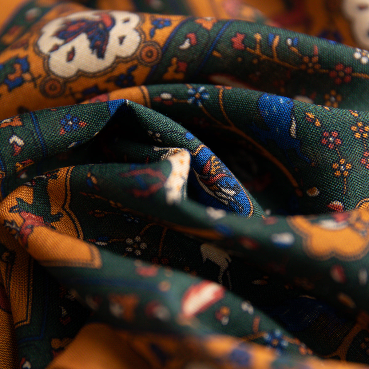 Animal Motif Wool / Silk Pocket Square - Honey - 40x40cm