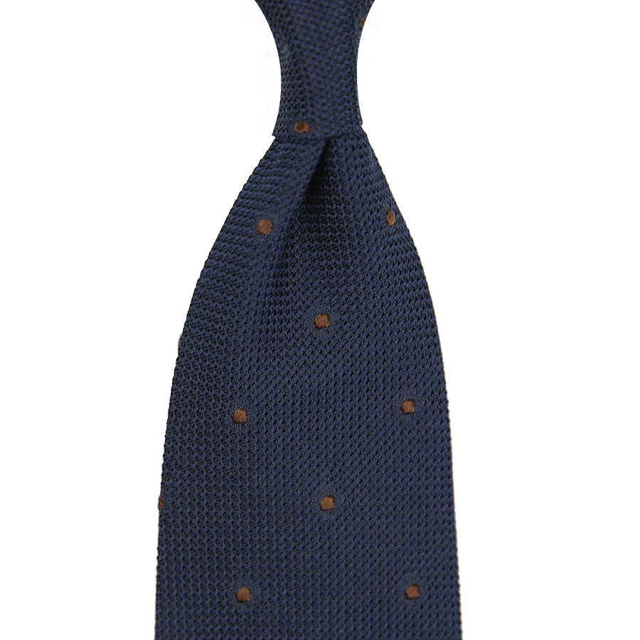 Dotted Grenadine / Garza Fina Bespoke Tie - Navy / Brown