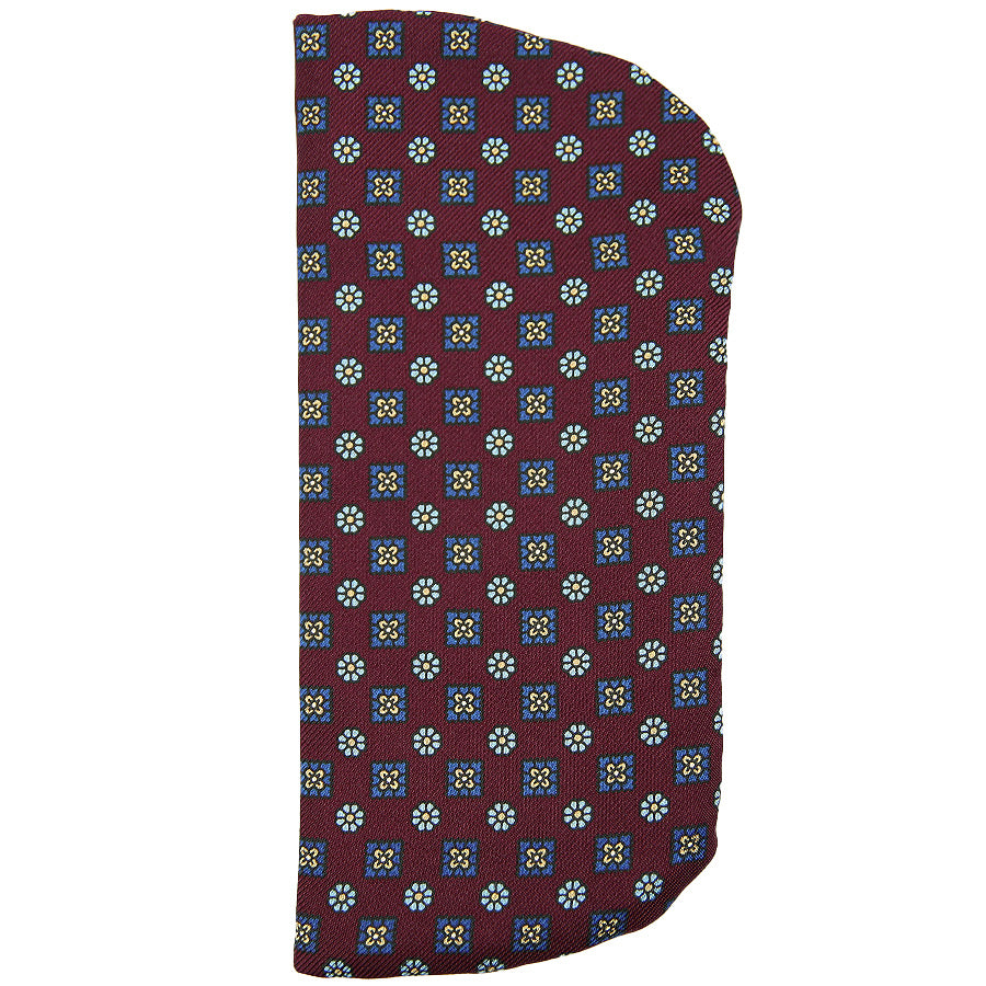 Floral Printed Silk Glasses Case - Burgundy