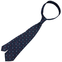 Floral Fina Grenadine Silk Tie - Navy - Hand-Rolled