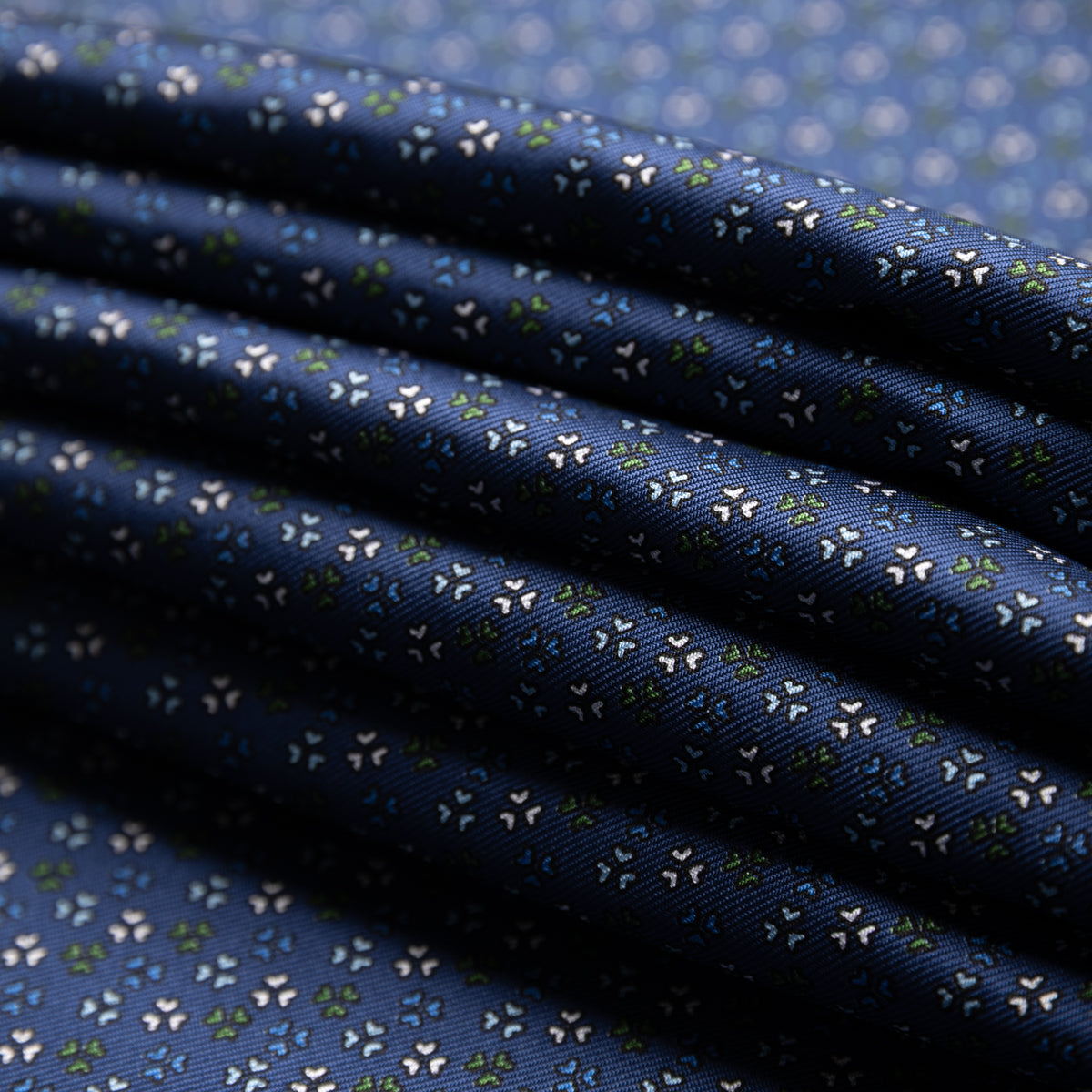 Floral Printed Silk Bespoke Tie - Navy