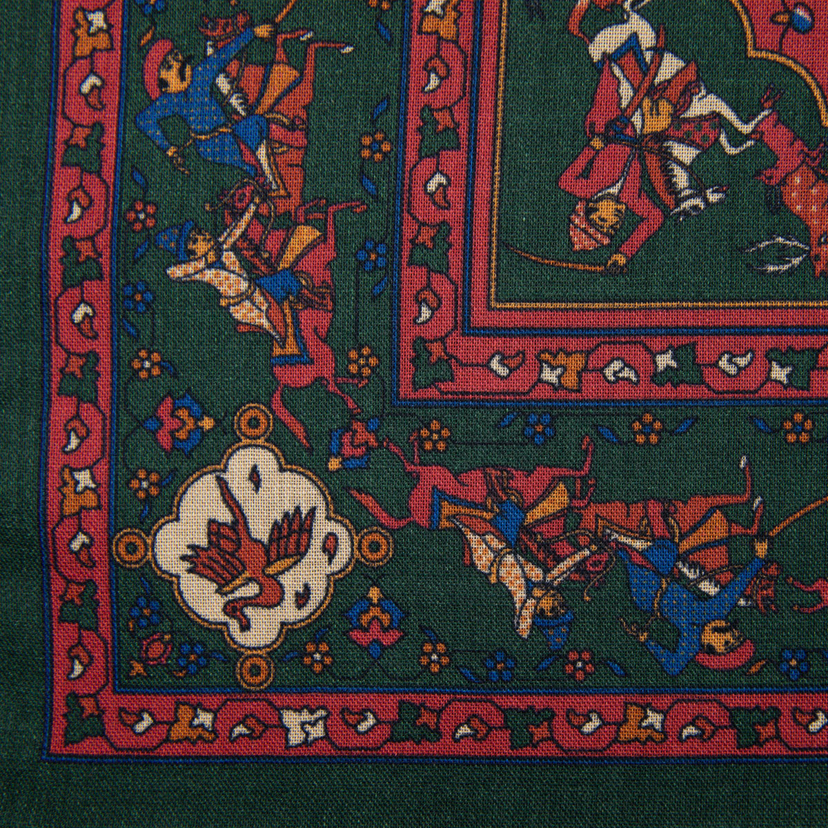 Animal Motif Wool / Silk Pocket Square - Forest - 40x40cm