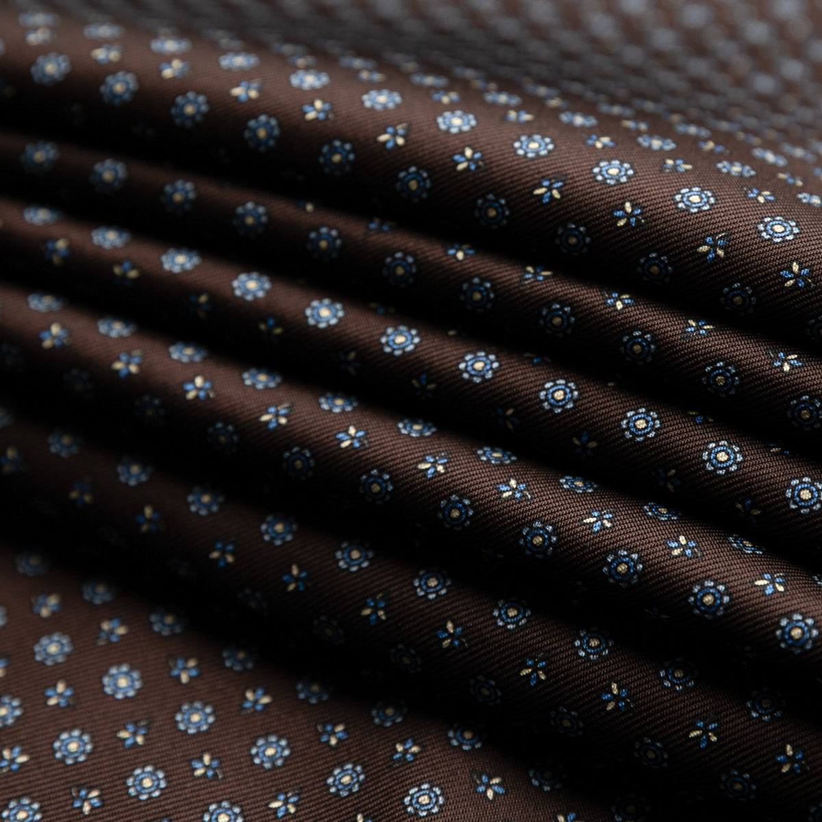 Floral Printed Silk Bespoke Tie - Brown