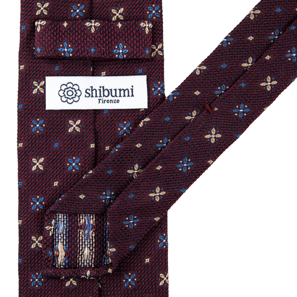 Floral Fina Grenadine Silk Tie - Burgundy - Hand-Rolled