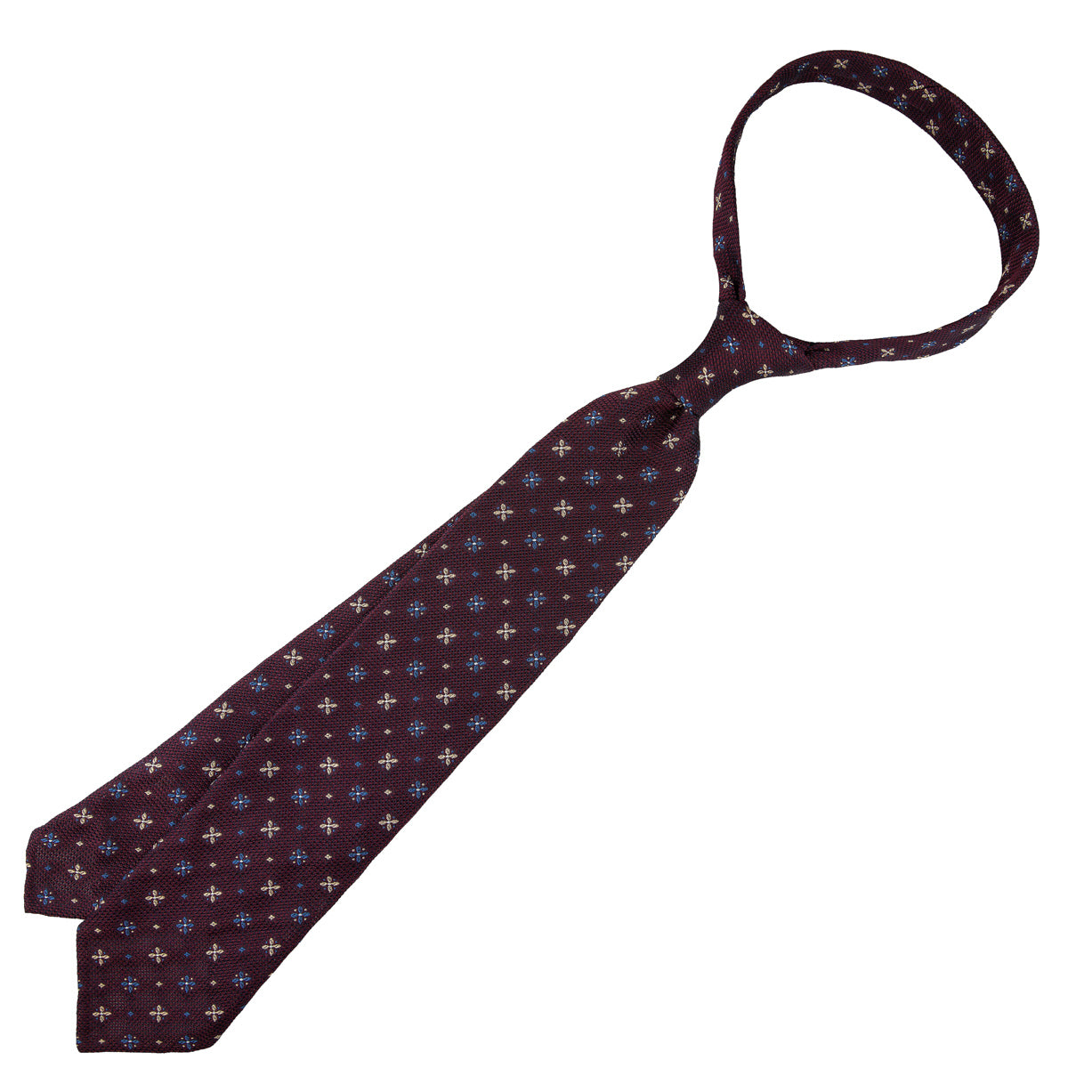 Floral Fina Grenadine Silk Tie - Burgundy - Hand-Rolled