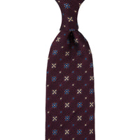 Floral Fina Grenadine Silk Tie - Burgundy - Hand-Rolled