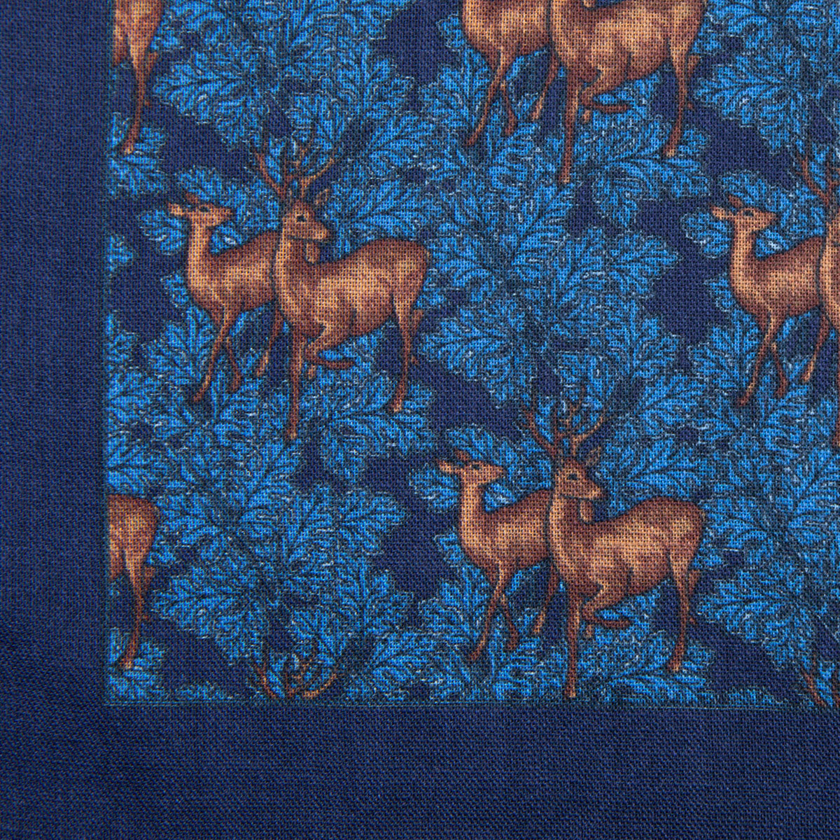 Animal Motif Wool / Silk Pocket Square - Navy - 40x40cm